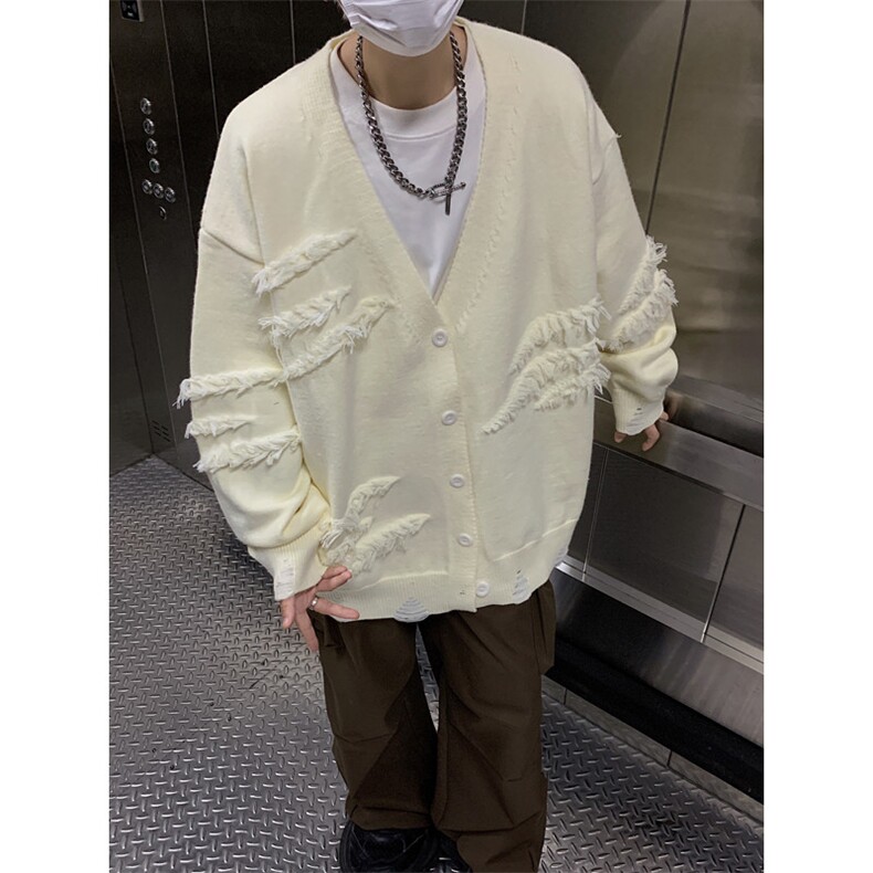 港风美式潮牌小众磨毛开衫V领毛衣针织衫男潮XZ608-M404-P65控88,男装针织衫/毛衣,星座608(原A046)