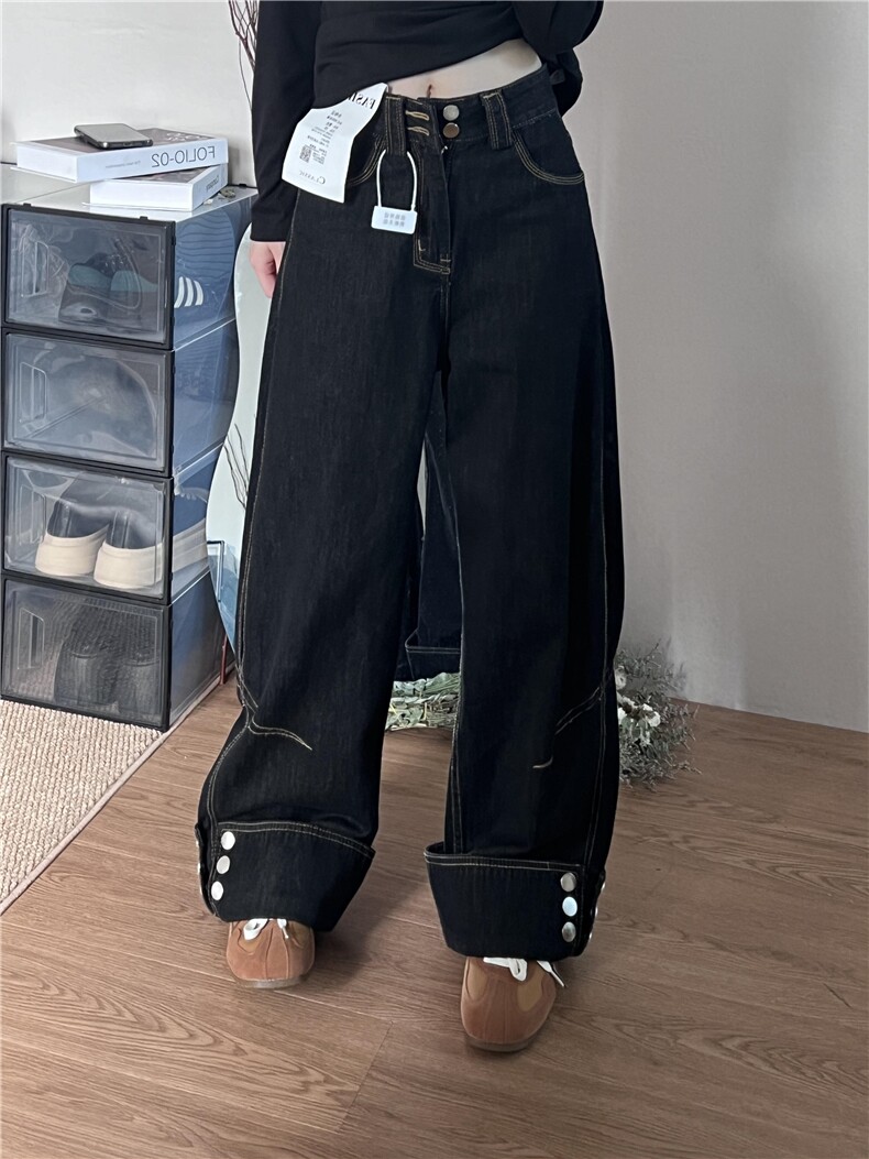 女风抖音质量设计感翻遍排扣牛仔裤ZK0305-P65,男装牛仔裤,星座313A(原308A-2)