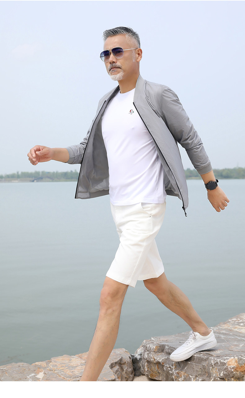 2024新款夏季防晒衣男冰丝外套春夏超薄透气中年休闲时尚夹克,男装夹克,电商B212（原钱塘6029）