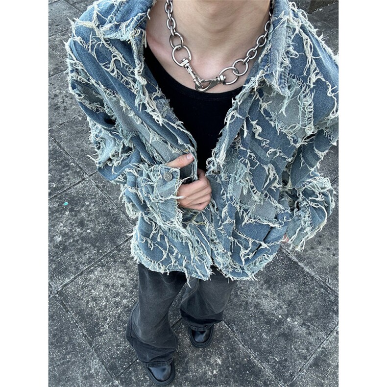 自家图有货~vibe美式流苏毛边休闲牛仔夹克外套JK802-P80控118,男装夹克,星座1004-3