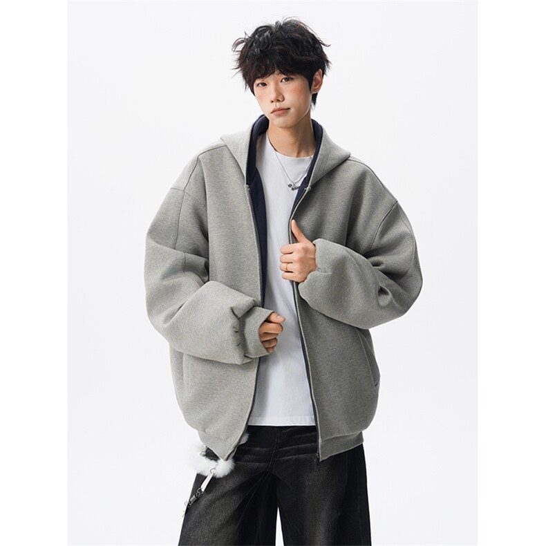 8XL-M500克潮牌百搭卫衣男美式情侣连帽撞色休闲廓形外套WY33P68,女装短外套,电商D206-1