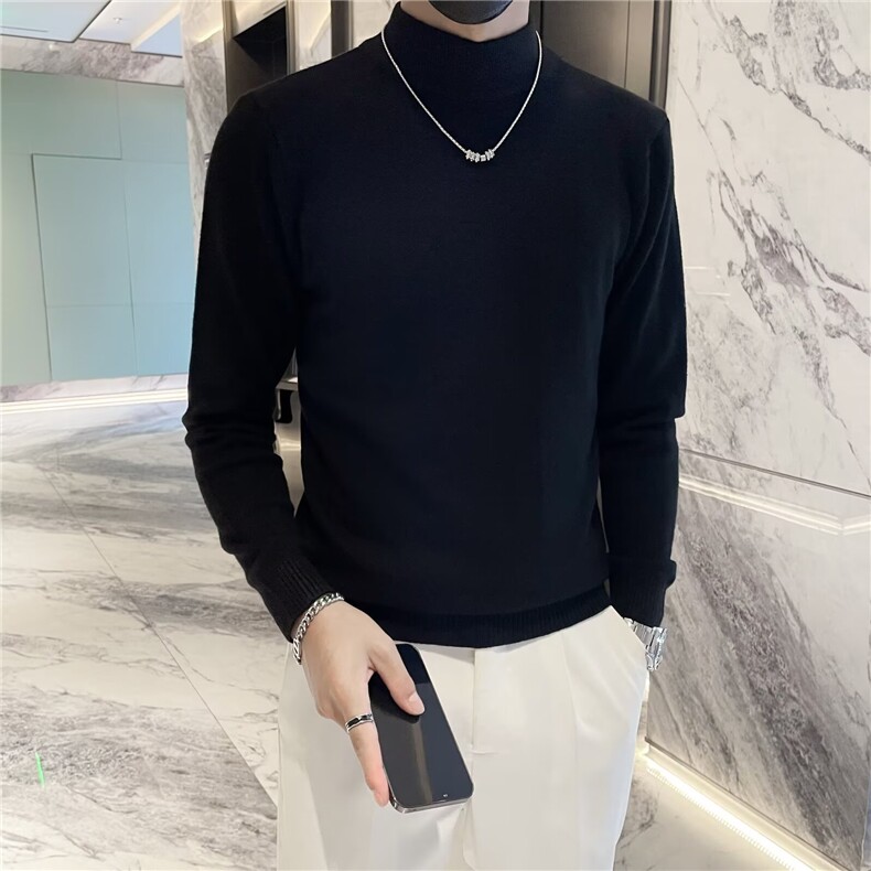 高领毛衣男黑色打底衫长袖内搭线衣秋冬季潮牌百搭针织衫S594，男装T恤，星座1116A-2（原606A-1）