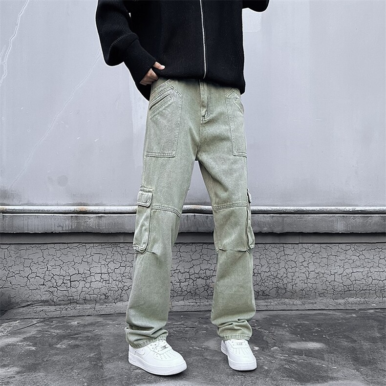 拼接工装复古牛仔裤潮流嘻哈口袋休闲hiphop裤子男女潮RK2111-P57,男装牛仔裤,星座412-3