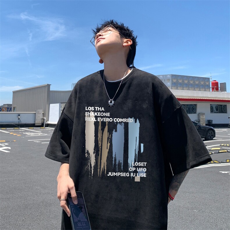 量大优供视频重磅麂皮绒短袖t恤男JT540-特p19,男装T恤,电商B371