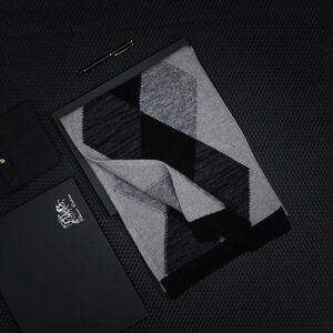 H1142山羊绒围巾男冬季羊绒保暖加厚韩版羊毛围脖高档礼盒装图片