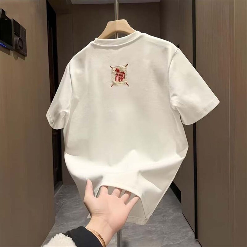 1506-1/TJT1461/P32感休闲简约纯棉短袖男士重磅宽松透气圆领半袖，男装T恤，星座1506-1