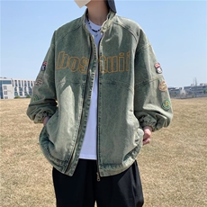 2023港风文艺牛仔夹克男春秋宽松潮流长袖外套，男装夹克，星座716-2