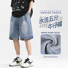 2025夏季新款潮牌大码短裤薄款复古宽松五分裤S-3XL-303-特P35，男装牛仔裤，星座417-1（原电商B245）