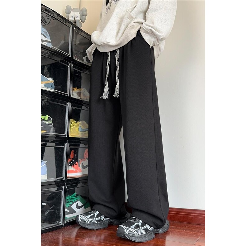 2026春季休闲百搭纯色宽松直筒拖地休闲裤男K1691特P40控58,男装休闲裤,电商A001
