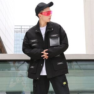 709-JK58-P90 20秋装新款 情侣立领夹克宽松印花工装外套男潮图片