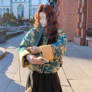 新中式提花立领盘扣轻薄羽绒服女2025秋冬新款复古小个子短款外套图片