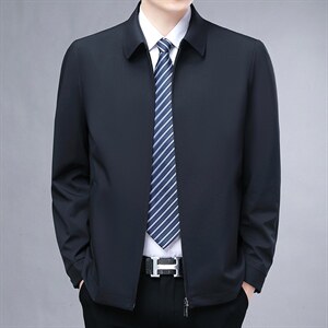 夹克2023年新款商务休闲中年男士立领春秋季时尚潮流外套男装上衣图片