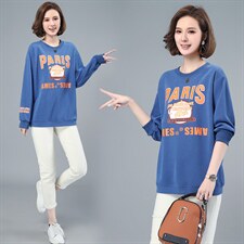 2021年春秋季印花套头连帽卫衣女宽松韩版休闲百搭打底衫女，女装卫衣/绒衫，依恋蒂丝