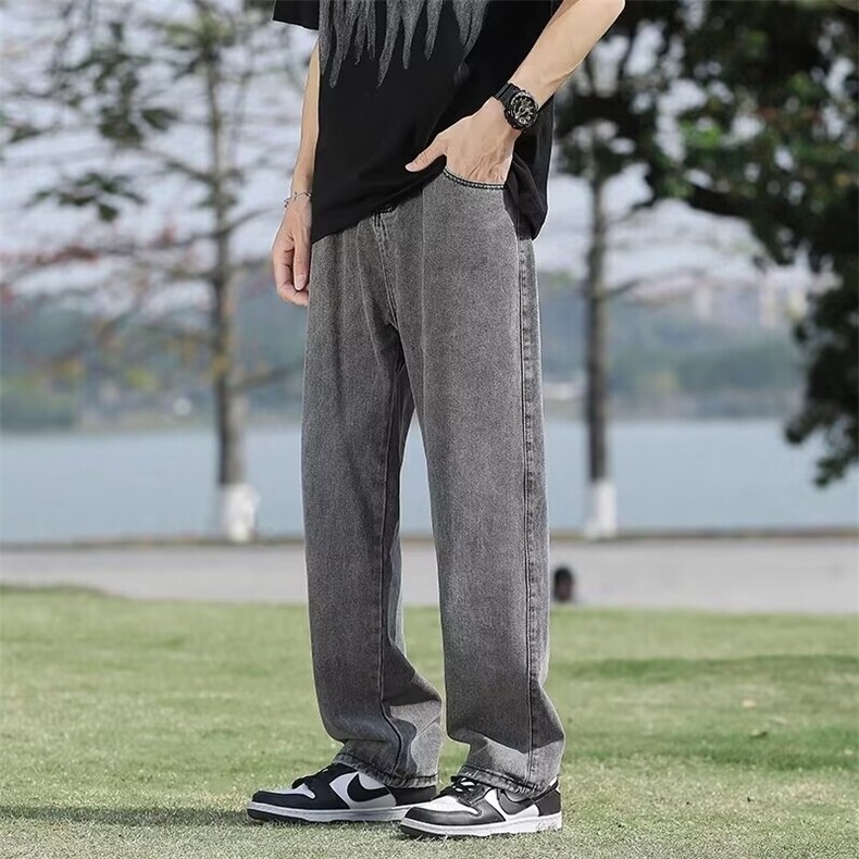 牛仔裤男夏季春秋宽松直筒显瘦裤百搭潮流学生原宿青春流行九分裤,男装牛仔裤,星座218-1（原230）