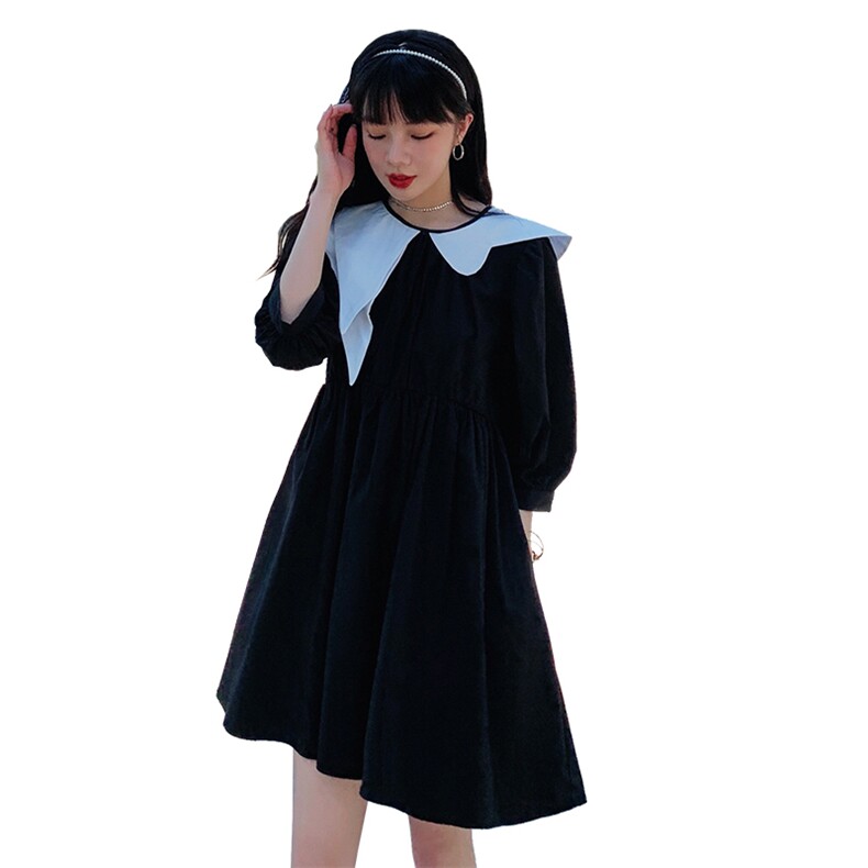 2021夏季新款不规则娃娃领连衣裙浙宝292A货号W008,女装连衣裙,时倾STUDIO
