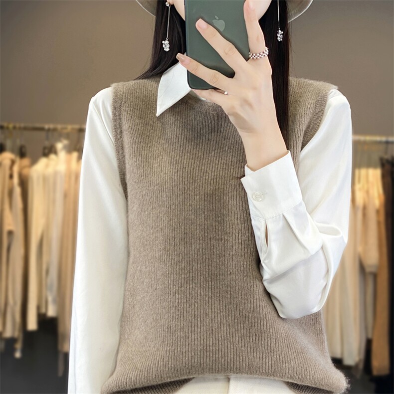 无袖背心裙内搭马甲针织打底衫女秋冬2024新款,女装马甲,羿纯羊绒