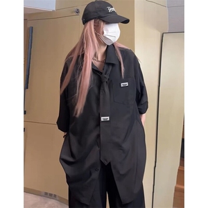 夏季冰丝短袖衬衫宽松学院风情侣衬衣（配领带）CS802-P40