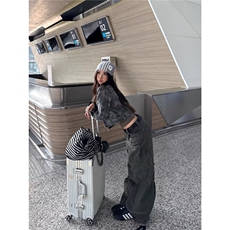 满印五角星休闲阔腿裤女2025新款夏季超火宽松慵懒百搭街舞运动裤，女装休闲裤，星座506A