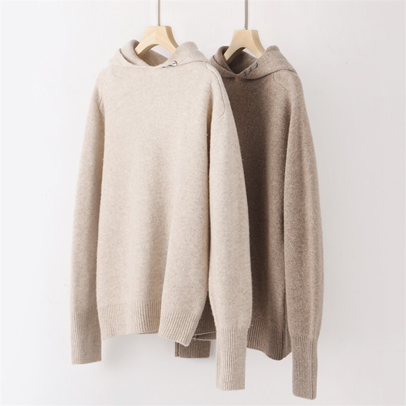 七针双股加密连帽衫2024年秋季简约针织上衣，女装羊毛衫，佰旭羊绒