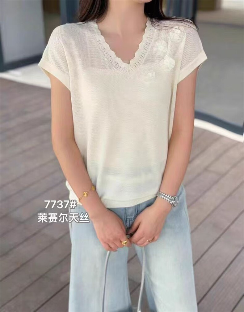 莱赛尔V领盘花花,针织衫/毛衣,天佑贝依