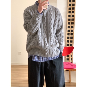 现货亨利领套头毛衣麻花针织衫打底衫M8606-特P55图片