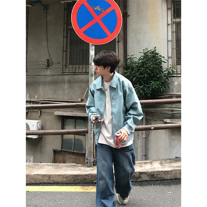 棕色皮衣外套男高级感痞帅机车服cleanfit美式复古翻领飞行员夹克,男装夹克,电商A003