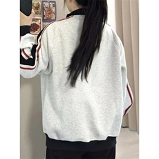 美式学院风撞色三条杠立领卫衣外套女秋冬季宽松开衫夹克W877，男装夹克，星座1116A（原606A-3）