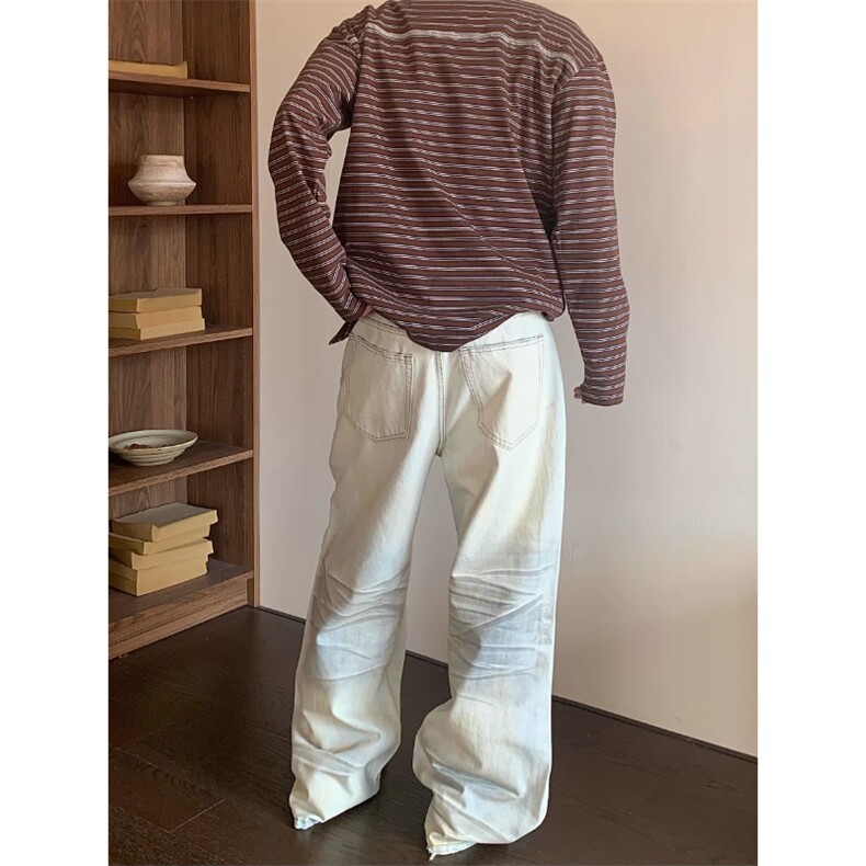 奶油擦脏直筒baggy牛仔裤宽松阔腿休闲裤子NZ7899特P56,男装牛仔裤,星座908-1