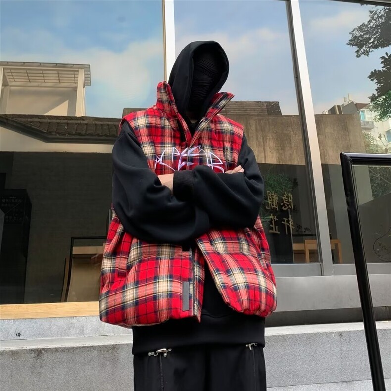 男秋冬新款刺绣格子布棉马甲M9011P70,男装背心/马甲,星座1116-2