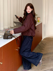 纯色圆领飘带短款休闲宽松羽绒服女保暖外套，女装羽绒服，衣秀之家