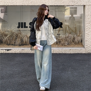 拉链中式纽扣棒球服常规女秋季短款时尚外套小众韩版春秋牛仔时尚图片
