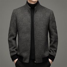 2023冬新款毛呢加棉加厚外套男翻领中年男装羊毛上衣YYN862-P250，男装毛呢大衣，电商B212（原钱塘6029）