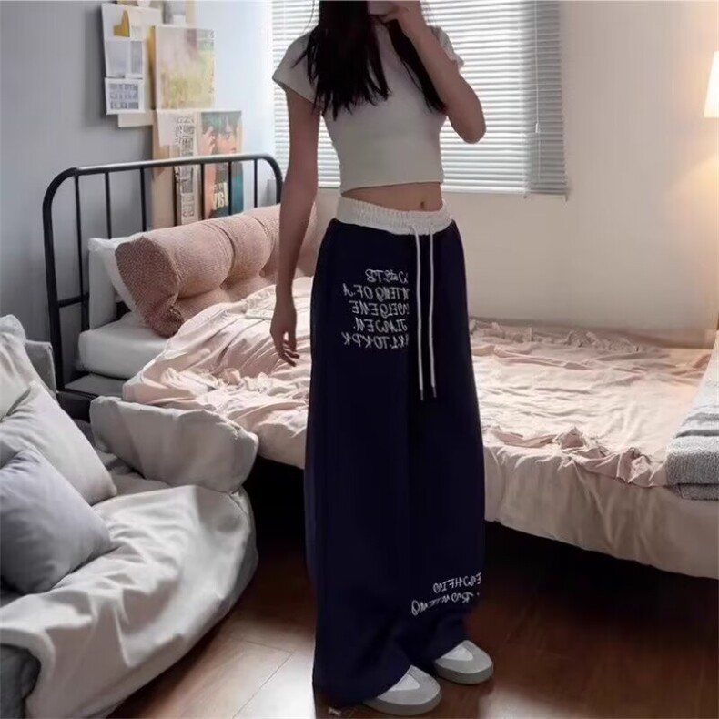 A129-P402025原创简约休闲卫裤爵士舞嘻哈男女同款长抽绳裤子,男装休闲裤,电商B323A