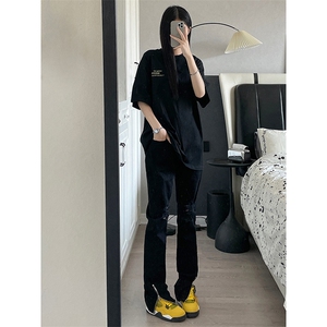 B221 美式ins高街暗黑拉链小脚弹力破洞牛仔裤 LK23060-P65 控88图片