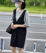 2022拼接假两件连衣裙，女装连衣裙，雷洛奇丽