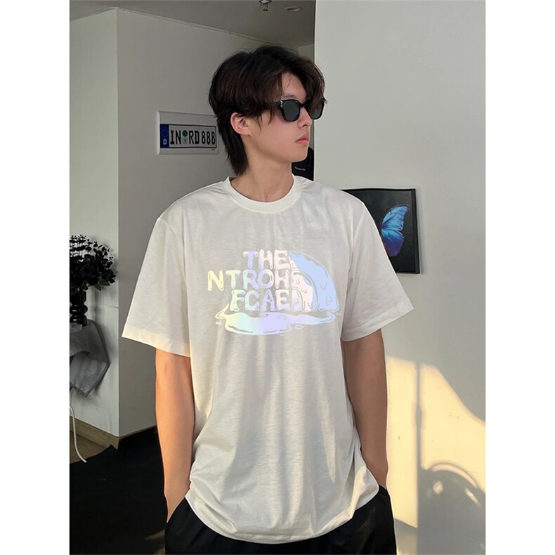 抖音得物210克现货宽松纯棉美式潮牌印花落肩袖纯棉T恤AT21133,男装T恤,电商A443