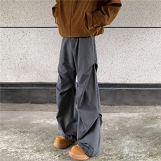 秋冬款男休闲裤褶皱拼接阔腿直筒纯棉长裤h0827P66，男装休闲裤，星座1013-1