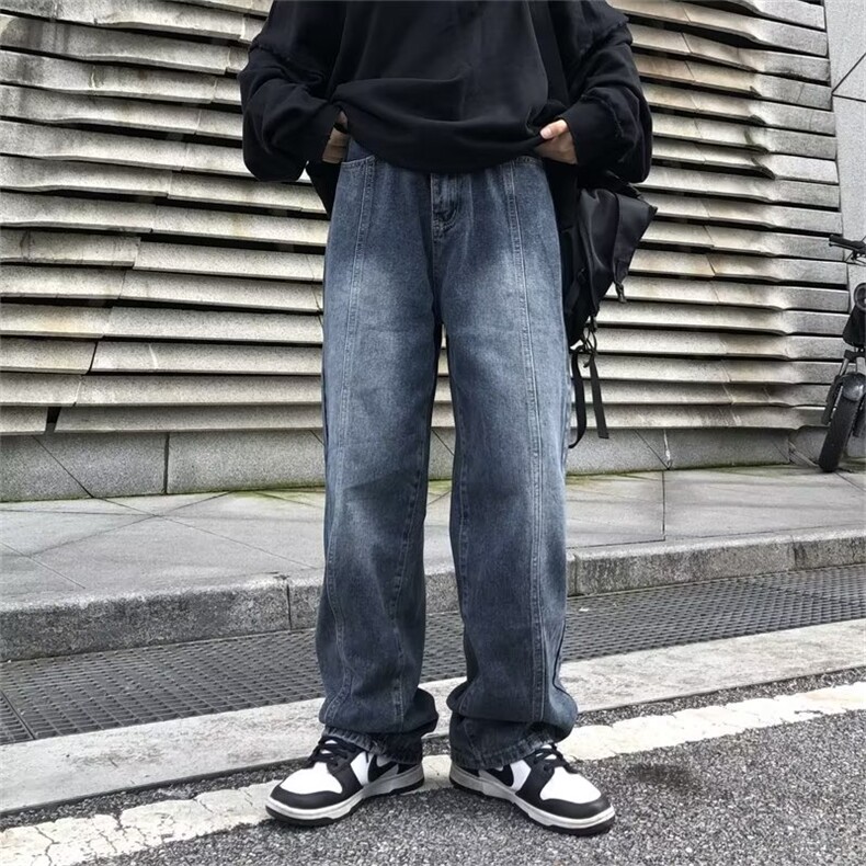 欧美高街vibe裤子ins潮牌牛仔裤男宽松直筒阔腿长裤春秋N819-P46,男装牛仔裤,星座1008