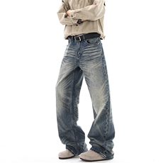 04美式复古水洗cleanfit直筒牛仔裤男女长裤XZ211-1-K2610-P55，男装牛仔裤，星座211-1