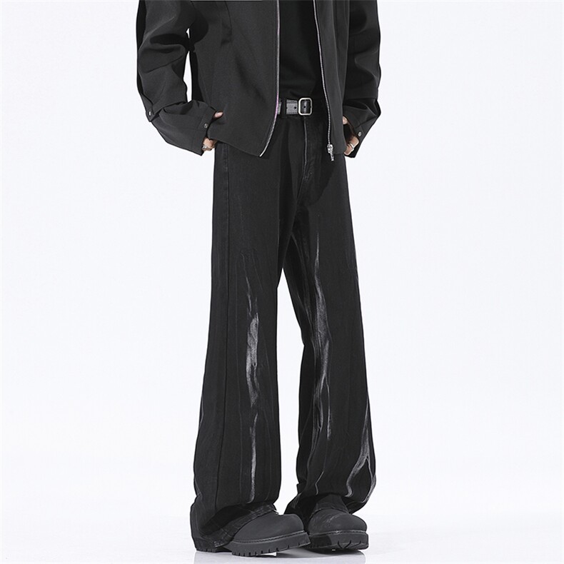 2025新款美式高街扎染微喇叭牛仔裤直筒长裤xz906-1-K1261P58控88，男装牛仔裤，星座906-1（原电商a316-2）