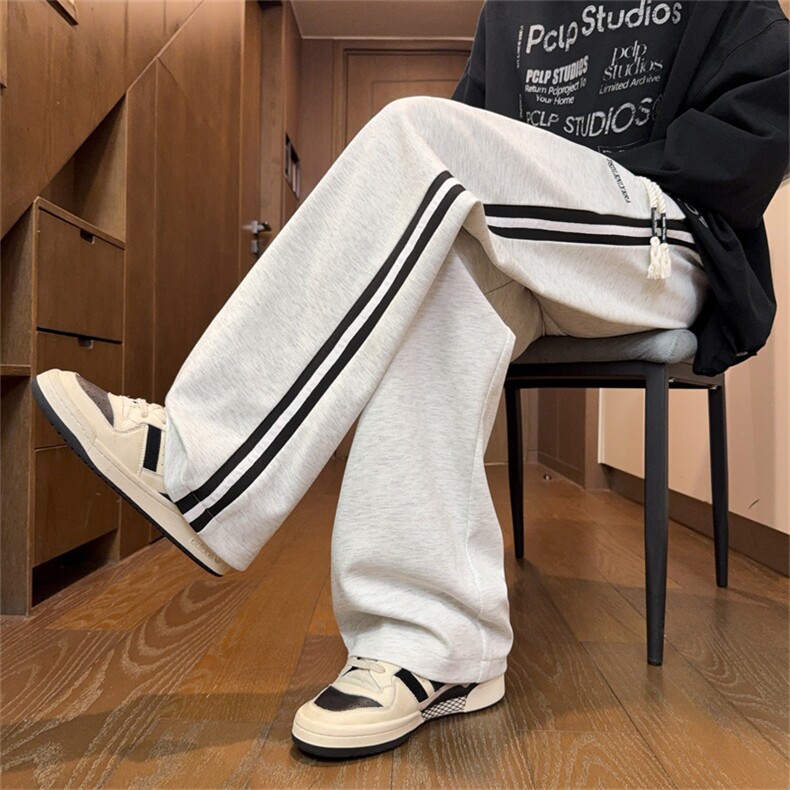 条纹设计感直筒休闲卫裤 CK63 M-3XL 特P30图片