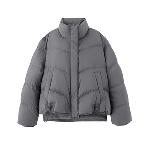 现货2025冬季新款纯色保暖立领宽松休闲羽绒服图片
