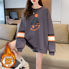 A8395牛奶丝复合100涤加绒加厚撞色拼接宽松圆领卫衣女P48，女装卫衣/绒衫，星座309B-2