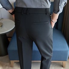 男士九分西裤高级感修身小脚英伦休闲西装裤商务免烫裤子CK8，男装西裤，星座1116A-2（原606A-1）