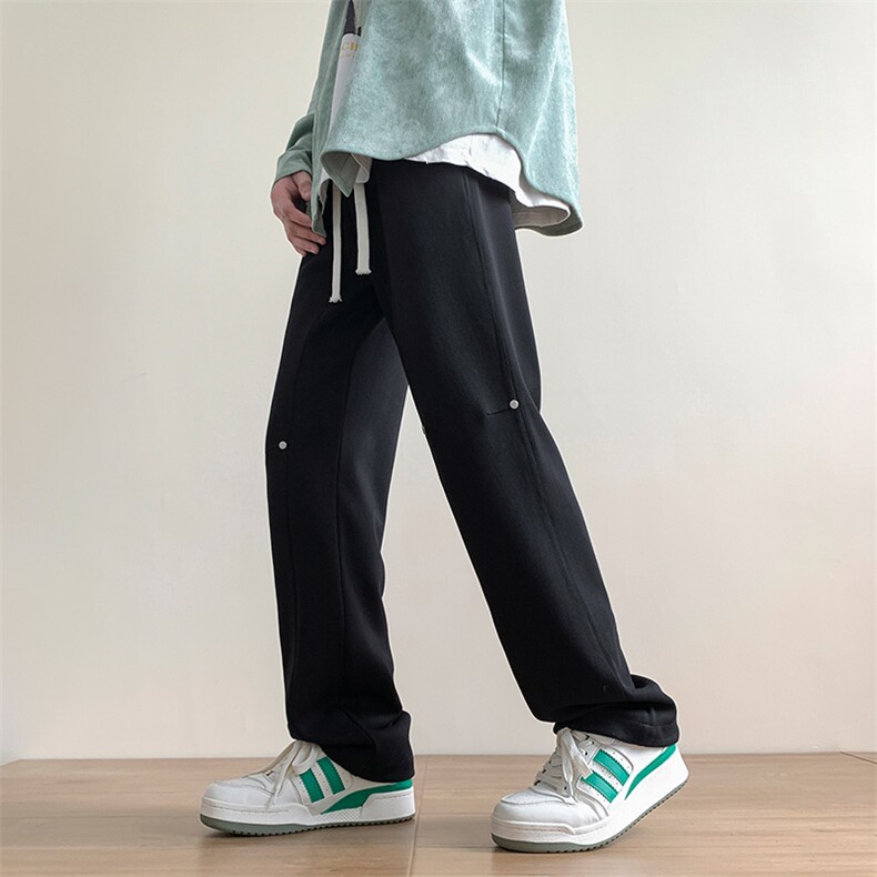 港风秋冬长裤美式高街卫裤宽松休闲针织拖地卫裤K23308-P40控58,男装休闲裤,星座717