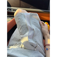 侧拉链网孔短裤男夏季复古尼龙速干冰丝裤子直筒四五分裤DK19，男装牛仔裤，星座1116A（原606A-3）