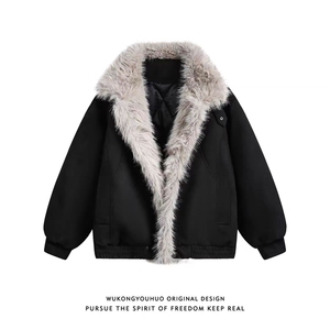 (网图)复古鹿皮绒座山雕棉服潮牌情侣百搭保暖棉服313B-PM08-P115图片