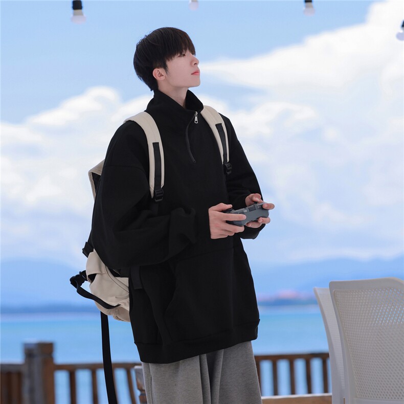 1360克重磅半拉链POLO衫50%棉50%涤纶大码M-5XL卫衣男WY77077P65，男装Polo衫，星座226-2