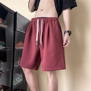 24夏季港风纯色宽松休闲短裤男士直筒抽绳D99-P35图片