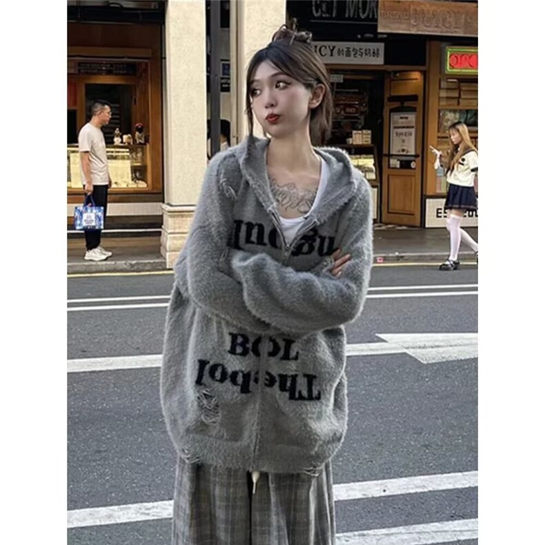M6511-P61时尚流行潮流简约日系新款慵懒开衫毛衣ins原宿百搭,男装针织衫/毛衣,电商B323A
